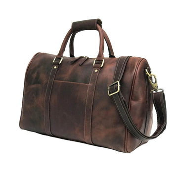 Genuine Hunter Brown Leather Gym Bag